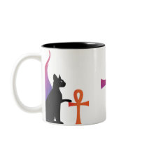 Egyptian Goddess Bast & Anhk cup mugs