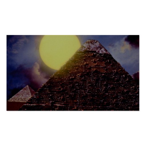 Egyptian pyramid with sun in background business card template (back side)