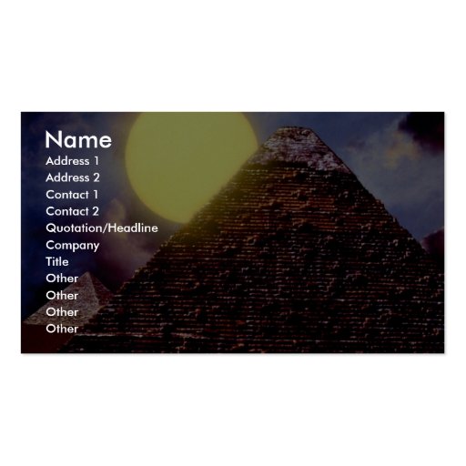 Egyptian pyramid with sun in background business card template