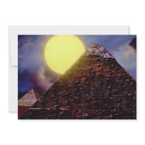 Egyptian pyramid with sun in background invite