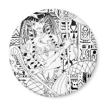 Egyptian Queen Mermaid Dark Round Magnet