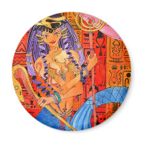 Egyptian Queen Mermaid Round Magnet