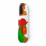 Egyptian Queens Illustration with Headdress Skate Boards