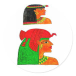 Egyptian Queens Illustration with Headdress Round Stickers
