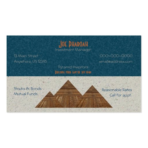 Egyptian Topaz Golden Pyramid Abstract Art Business Card Templates (front side)