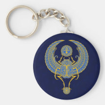 Egyptian Winged Scarab, Blue Key Chain