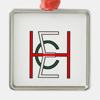 EHC Logo Upright White Ornament