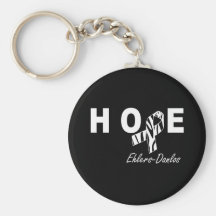 Ehlers-Danlos Hope Zebra Stripe Ribbon Keychain