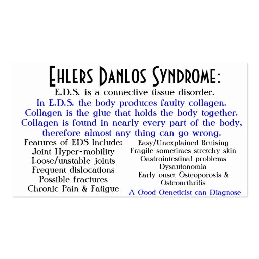 ehlers danlos syndrome awareness card business card template (back side)