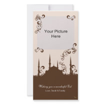 Eid Brown Pink Swirl Photo Cards
