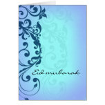 Eid mubarak - blue greeting card
