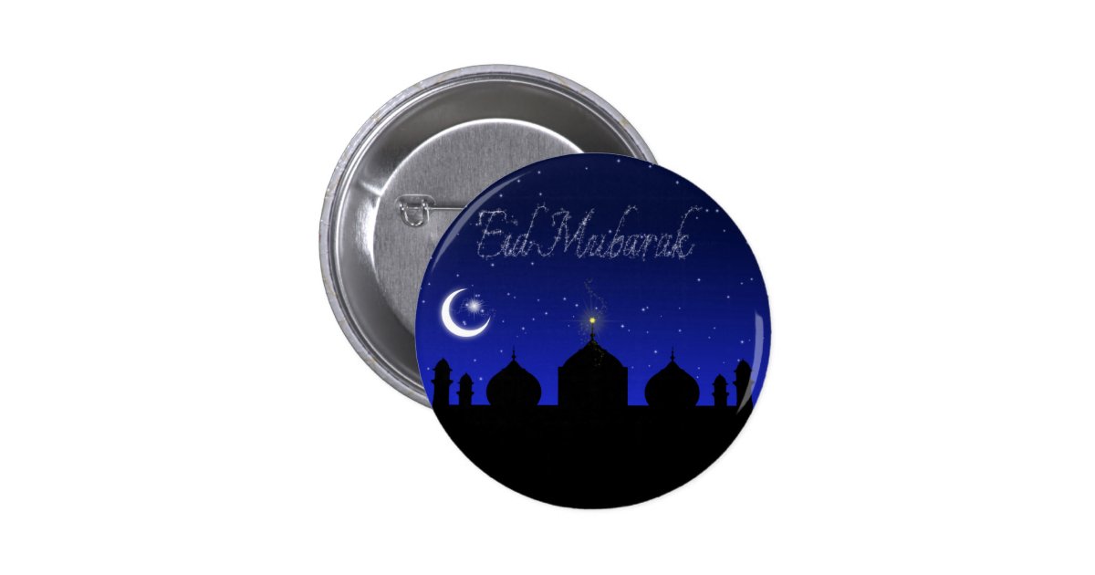 Eid Mubarak Islamic Greeting Button Zazzle 6243