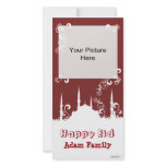 Eid White Burgundy Swirl Photo Cards