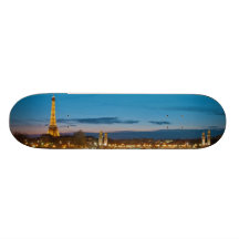 Eiffel Tower and Pont Alexandre III at Night Custom Skateboard