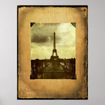 Eiffel Tower Antiqued Scrapbook Page Poster