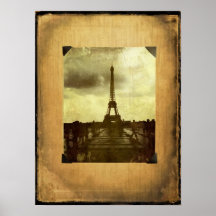 Eiffel Tower Antiqued Scrapbook Page Poster