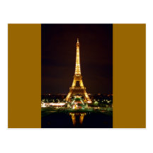 Eiffel Tower at Night - Color Postcard