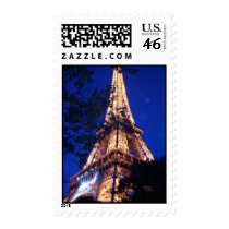 Eiffel Tower at night postage