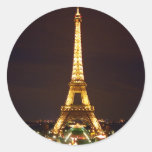 Eiffel Tower at Night Round Stickers