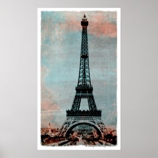 Eiffel Tower at Sunrise Vintage Style print