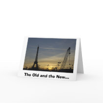 Eiffel Tower at Sunset and Crane, The Old and t... cards