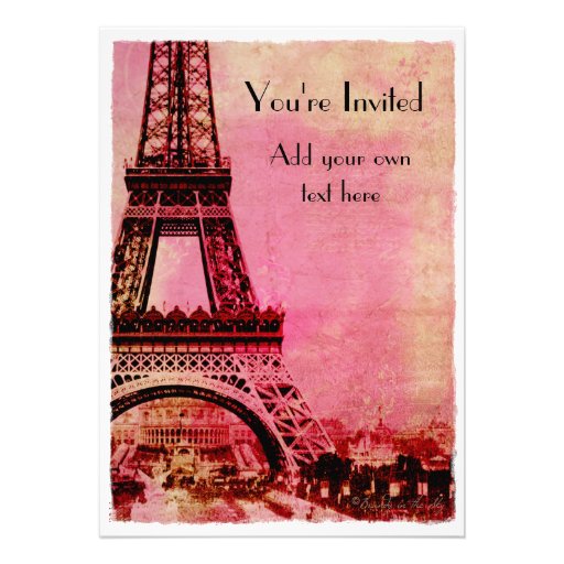 Eiffel Tower at Sunset Vintage Style Personalized Invite
