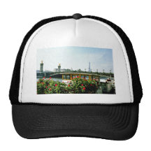 Eiffel Tower, barges, Paris, France  flowers Trucker Hats