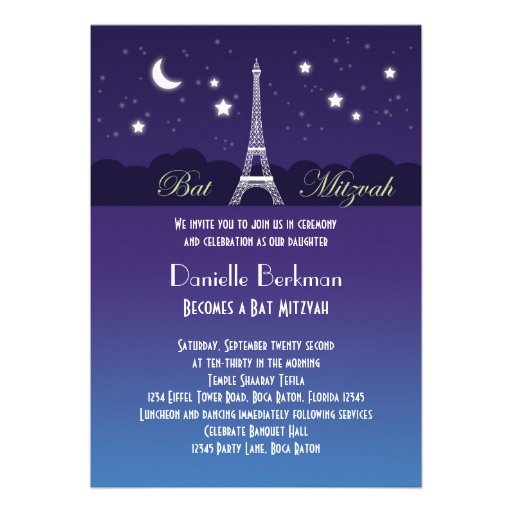 Eiffel Tower Bat Mitzvah Invitation