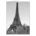 Eiffel Tower Black and White Greeting Card