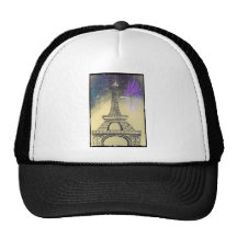 Eiffel tower black and white fireworks mesh hats