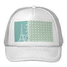 Eiffel Tower; Blue-Green & Cream Paris Mesh Hats