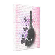 Eiffel tower & butterflies gallery wrapped canvas