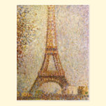 Eiffel Tower by Seurat, Vintage Pointillism Art postcards