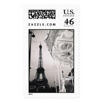 Eiffel Tower Carousel Postage Stamp