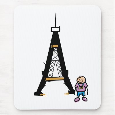 Eiffel Tower Cartoon Mouse Mat