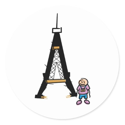 Eiffel Tower Cartoon Round Sticker by alternateworlds