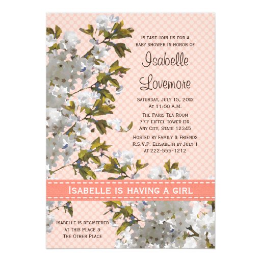 Eiffel Tower Cherry Blossom Baby Shower Personalized Invite