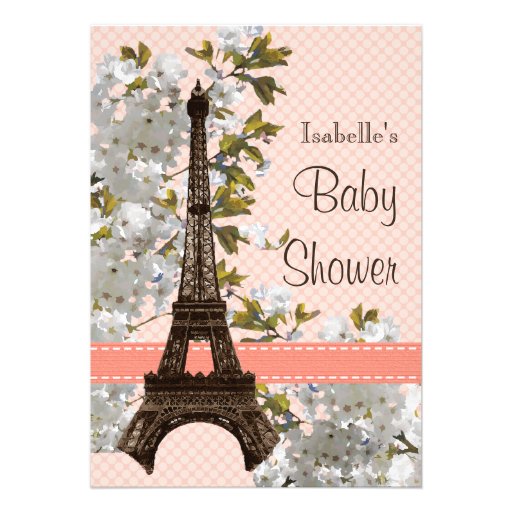 Eiffel Tower Cherry Blossom Baby Shower Personalized Invite