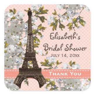 Eiffel Tower Bridal Shower Favor Labels Thank You Stickers