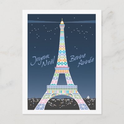 Eiffel Tower Pictures Christmas on Eiffel Tower Christmas Post Card From Zazzle Com
