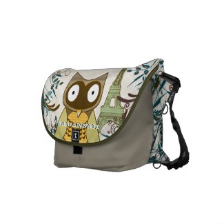 Eiffel Tower Cute Owl You Choose Colors rickshawmessengerbag
