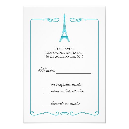 Eiffel Tower Elegant RSVP Card Invitation