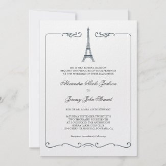 Eiffel Tower Elegant Wedding Invitation invitation