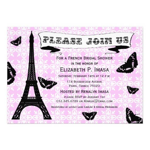 Eiffel Tower French Bridal Shower Invitations