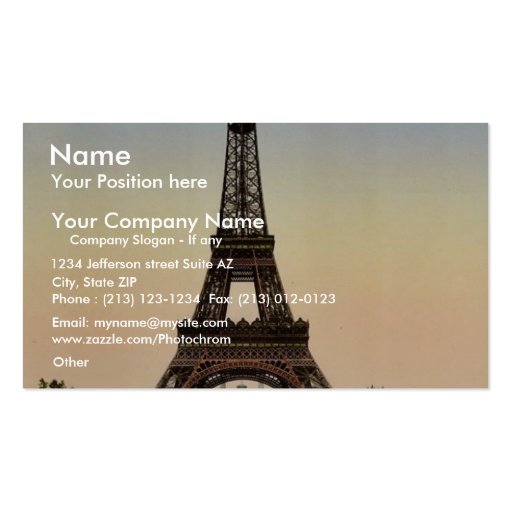 Eiffel Tower, full-view looking toward the Trocade Business Card Template