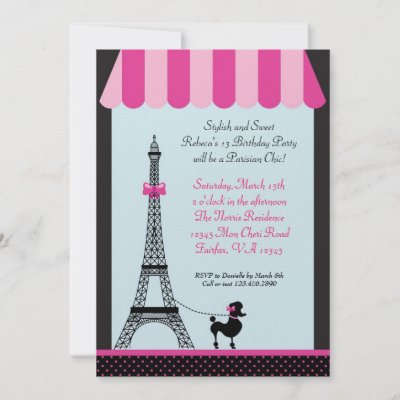 Fashion  Kidsparis on Eiffel Tower Girl Birthday Invitation By Marlenedesigner