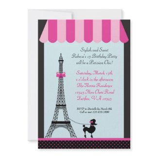 Eiffel Tower Girl Birthday Invitation