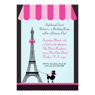 Eiffel Tower Girl Birthday Invitation