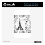 Eiffel Tower in Black and White Decals For iPod Touch 4G