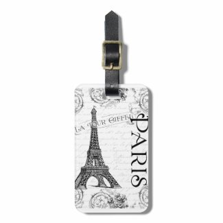 Eiffel Tower in Black and White Travel Bag Tag